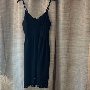 Three Hearts Black Midi Dress with Lace Detail